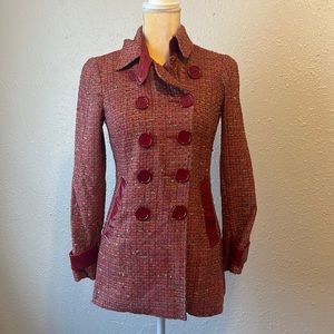 Bebe Vintage Red Tweed Coat Size 4